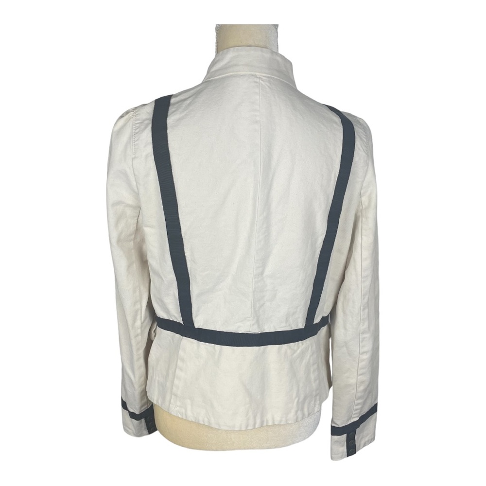 LOFT canvas jacket cream with grosgrain ribbon trim cotton size 10 - Picture 4 of 10